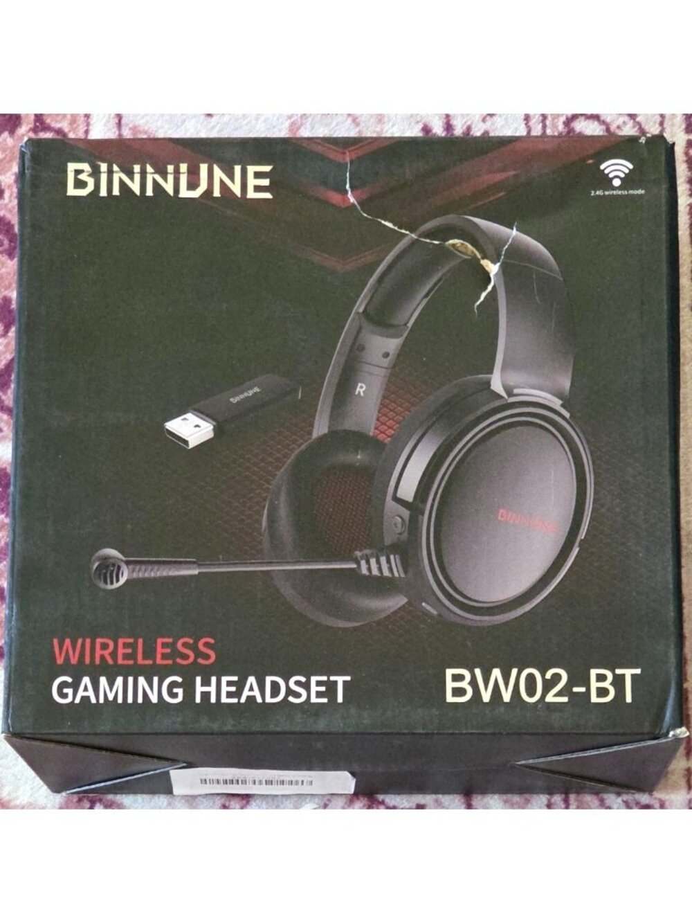 BINNUNE BW02 Wireless Gaming Headset w/Mic Low Latency Stereo Sealed